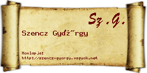 Szencz György névjegykártya