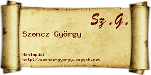 Szencz György névjegykártya